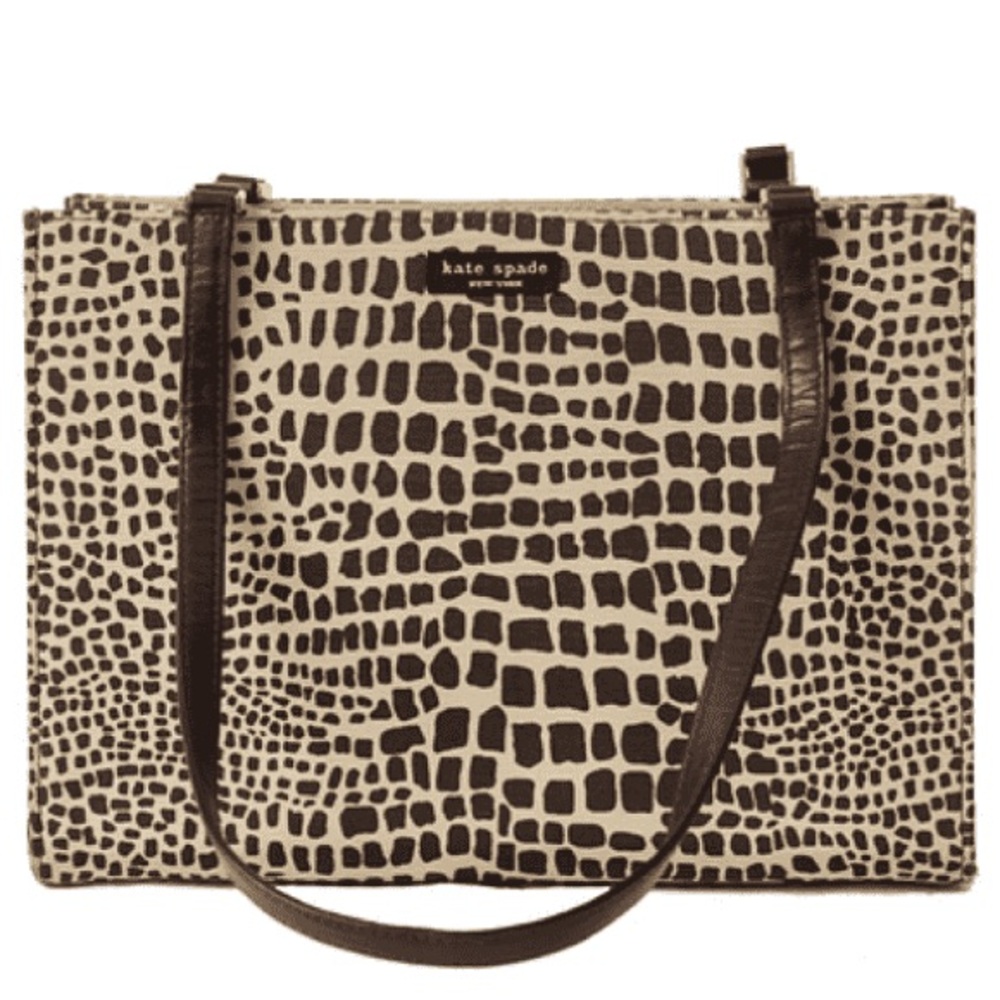 kate spade Black and Cream Croc-Print Shoulder Bag